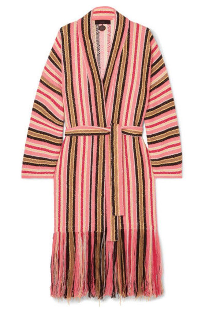 Alanui - Baja Fringed Striped Cotton-blend Cardigan - Pink