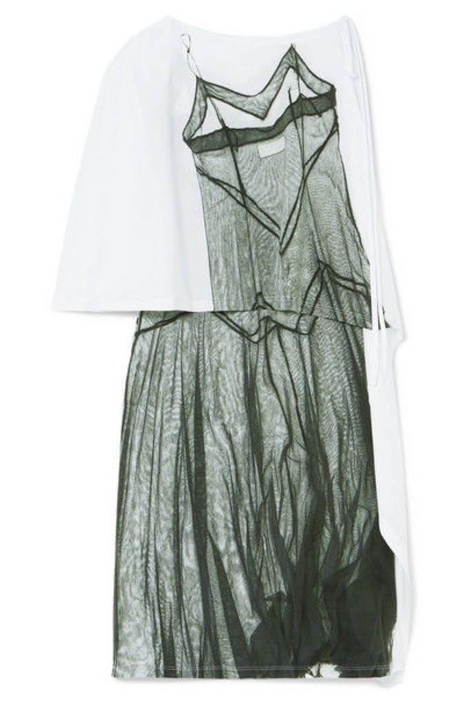 MM6 Maison Margiela - One-shoulder Printed Satin-jersey Dress - White