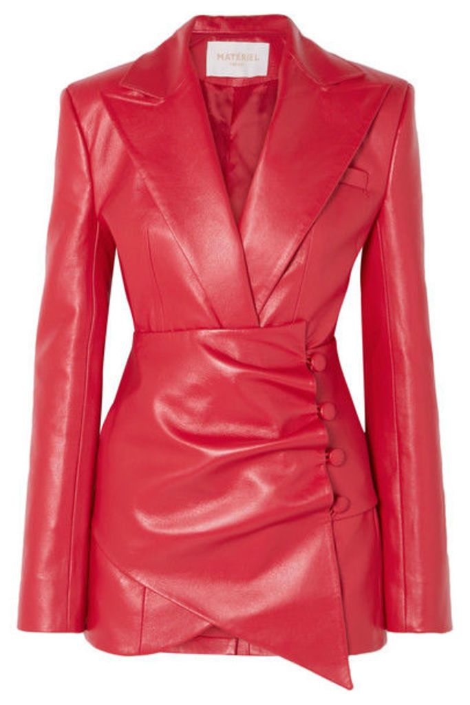 MATÉRIEL - Belted Faux Leather Blazer - Red