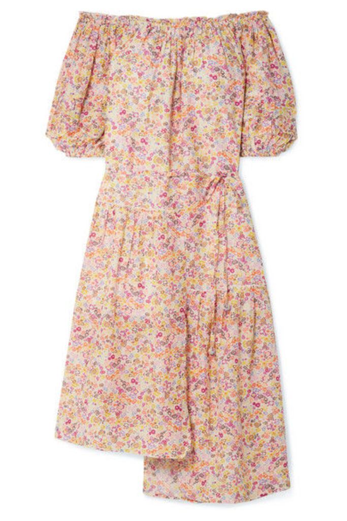 APIECE APART - Sandrine Off-the-shoulder Floral-print Cotton And Silk-blend Voile Midi Dress - Pastel pink