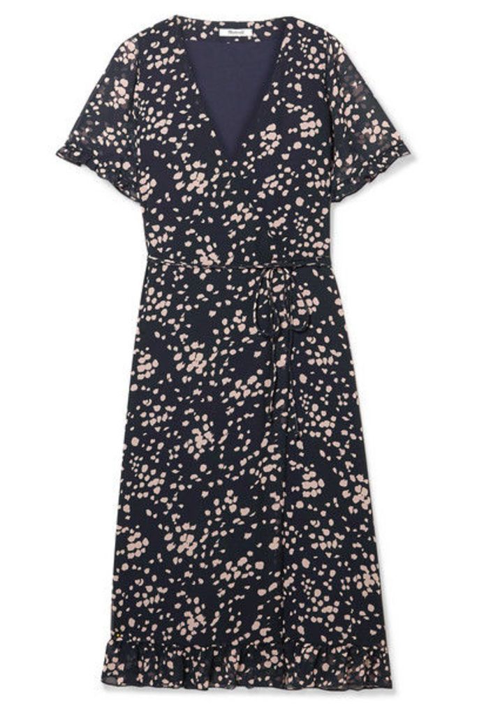 Madewell - Printed Chiffon Wrap Dress - Navy