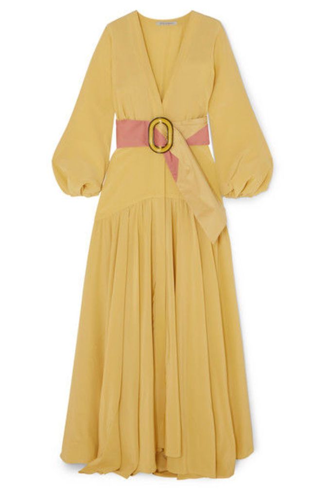 Silvia Tcherassi - Felicity Belted Silk Crepe De Chine Maxi Dress - Yellow