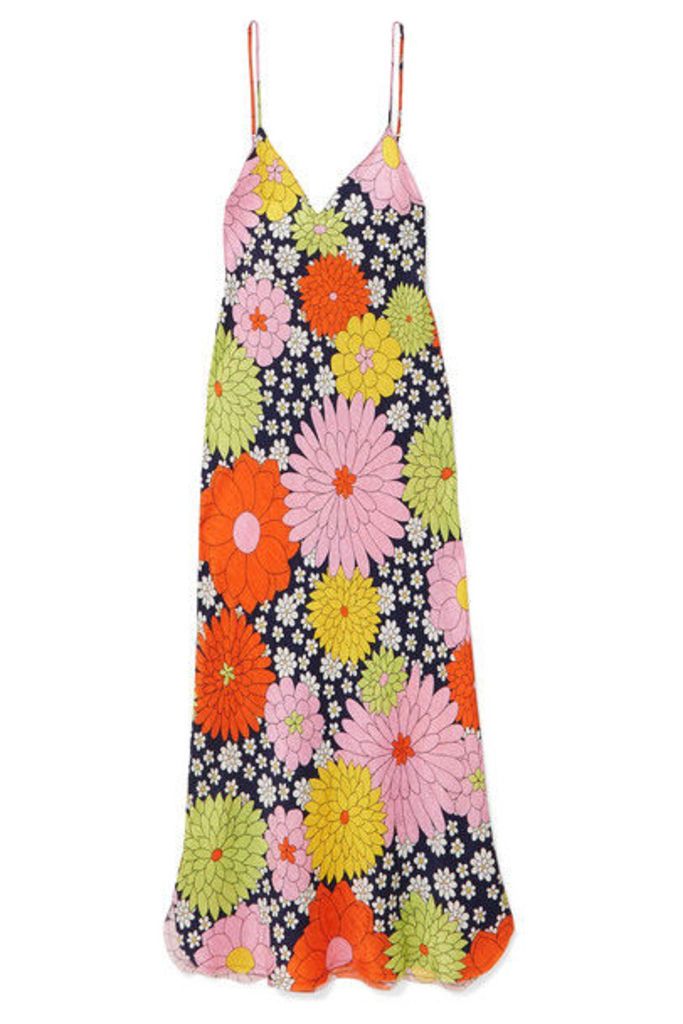 Dodo Bar Or - Cora Floral-print Silk-jacquard Dress - Papaya