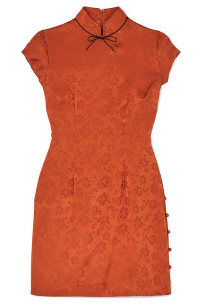 ALEXACHUNG - Bow-embellished Satin-jacquard Mini Dress - Orange