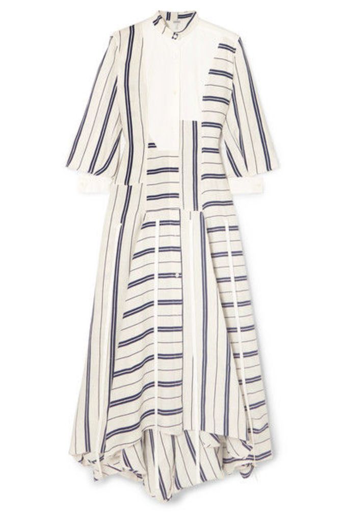 Loewe - Asymmetric Striped Linen And Cotton-blend Maxi Dress - White