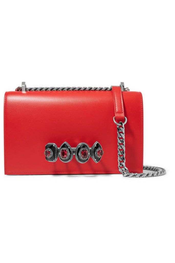 Alexander McQueen - Jewelled Satchel Embellished Leather Shoulder Bag - Red