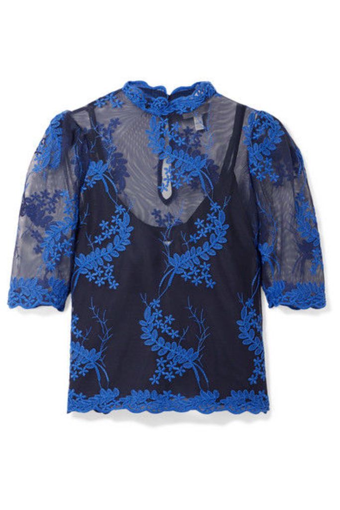 alice McCALL - Honeymoon Embroidered Tulle Top - Blue