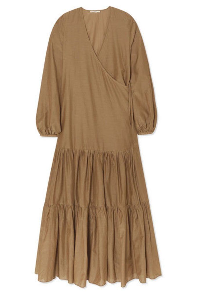 MATIN - Tiered Silk And Cotton-blend Voile Wrap Maxi Dress - Taupe
