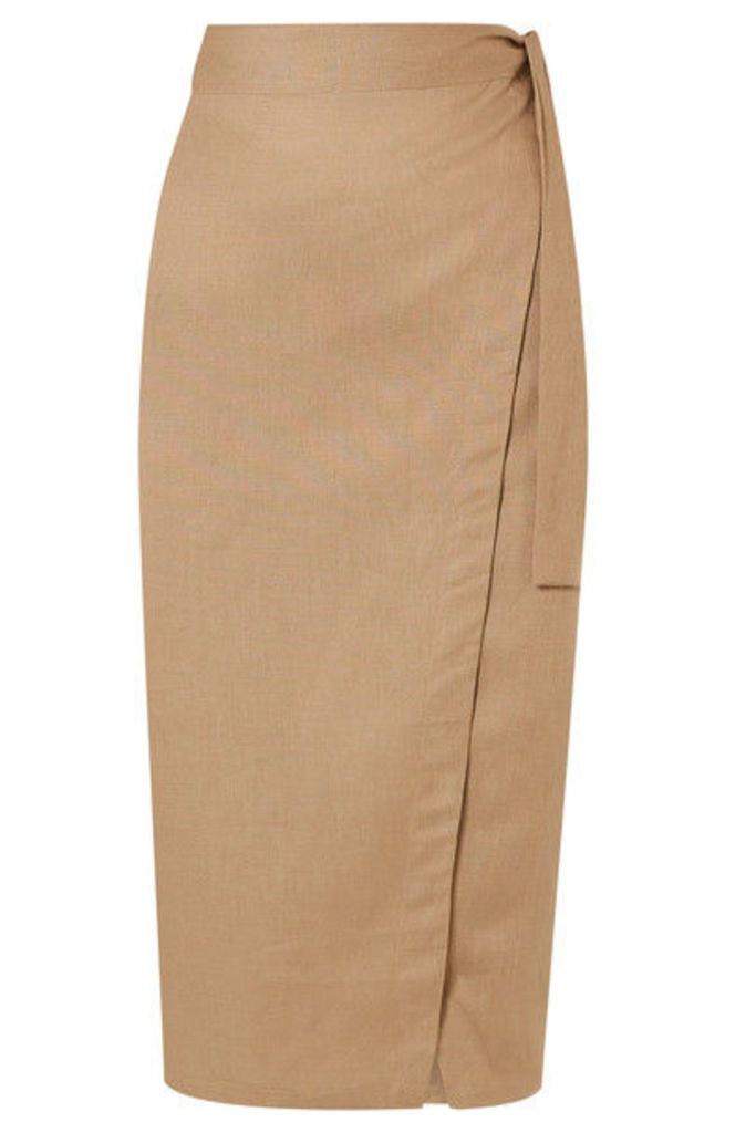 Reformation - Florence Linen Wrap Midi Skirt - Beige