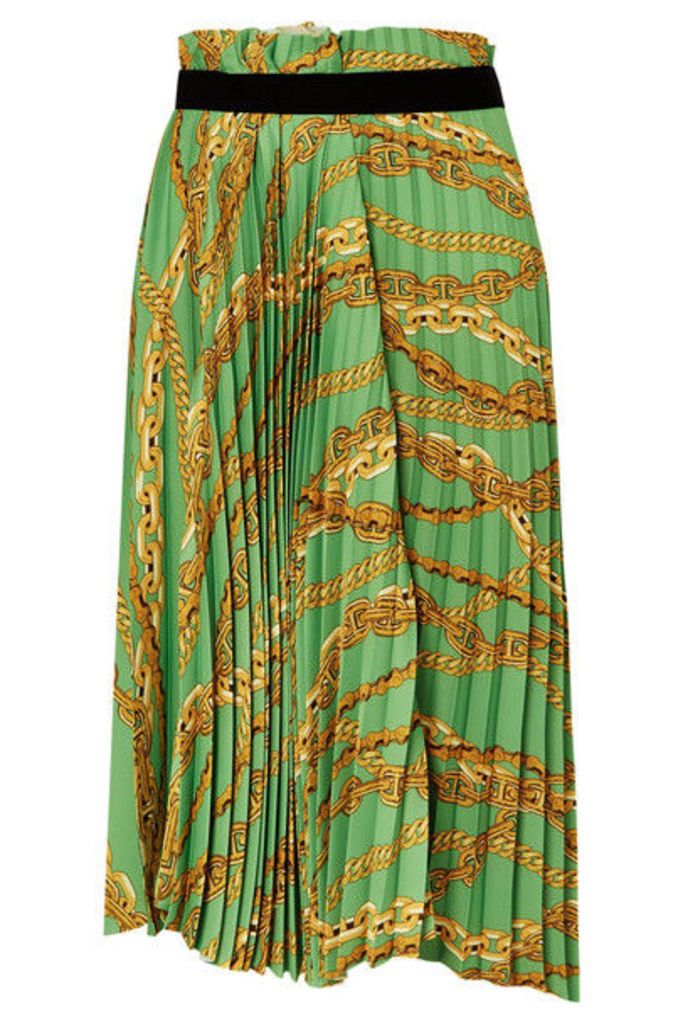 Balenciaga - Asymmetric Pleated Printed Crepe Midi Skirt - Green