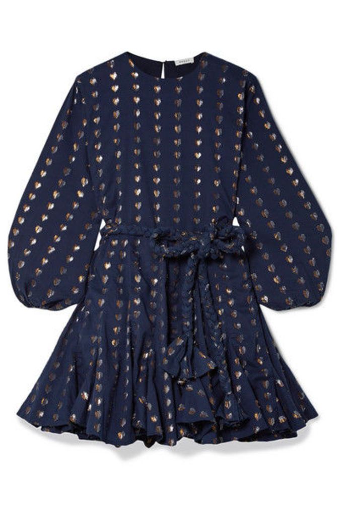Rhode - Ella Fil Coupé Cotton And Lurex-blend Mini Dress - Navy