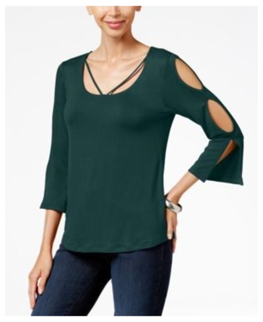 Kut from the Kloth Cold-Shoulder Bell-Sleeve Top