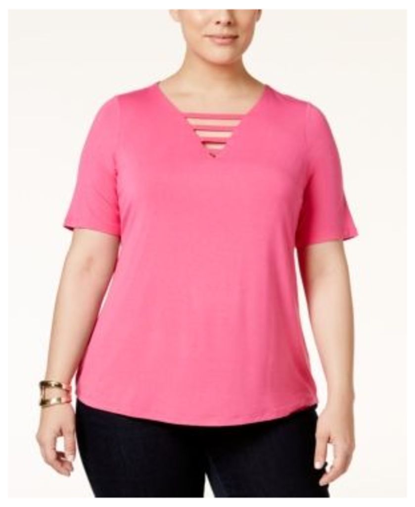 Inc International Concepts Plus Size Strappy V-Neck Top, Only at Macy's
