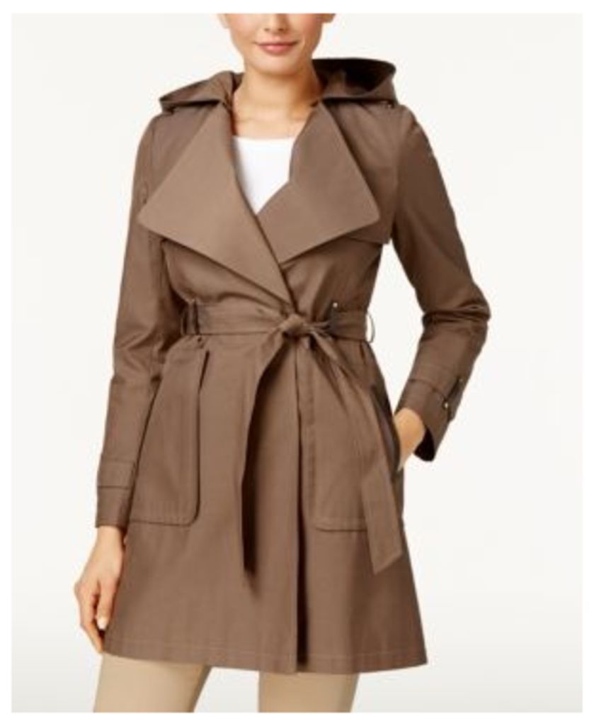 Via Spiga Hooded Water-Resistant Asymmetrical Draped Coat