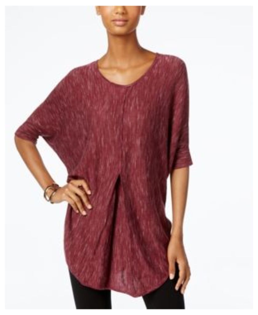Ny Collection Heather-Knit Pleat-Front Poncho Top