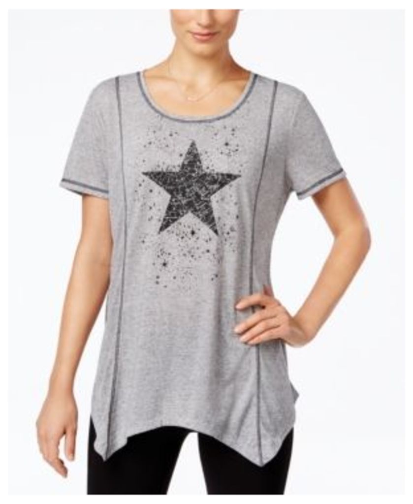 Style & Co. Star Graphic Handkerchief-Hem Top, Only at Macy's