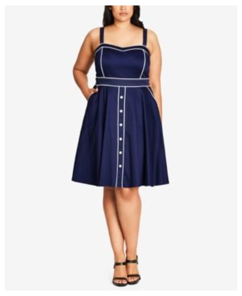 City Chic Trendy Plus Size Piped Fit & Flare Dress