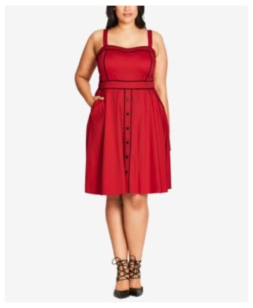 City Chic Trendy Plus Size Piped Fit & Flare Dress