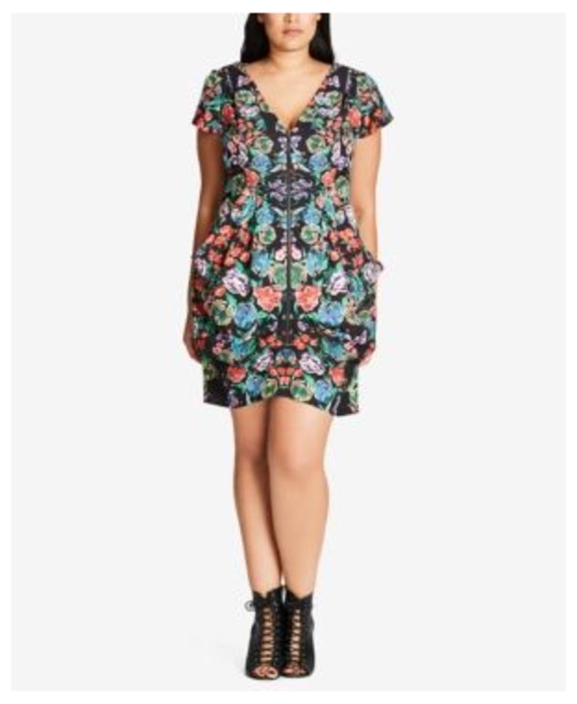 City Chic Trendy Plus Size Floral-Print Tunic Dress