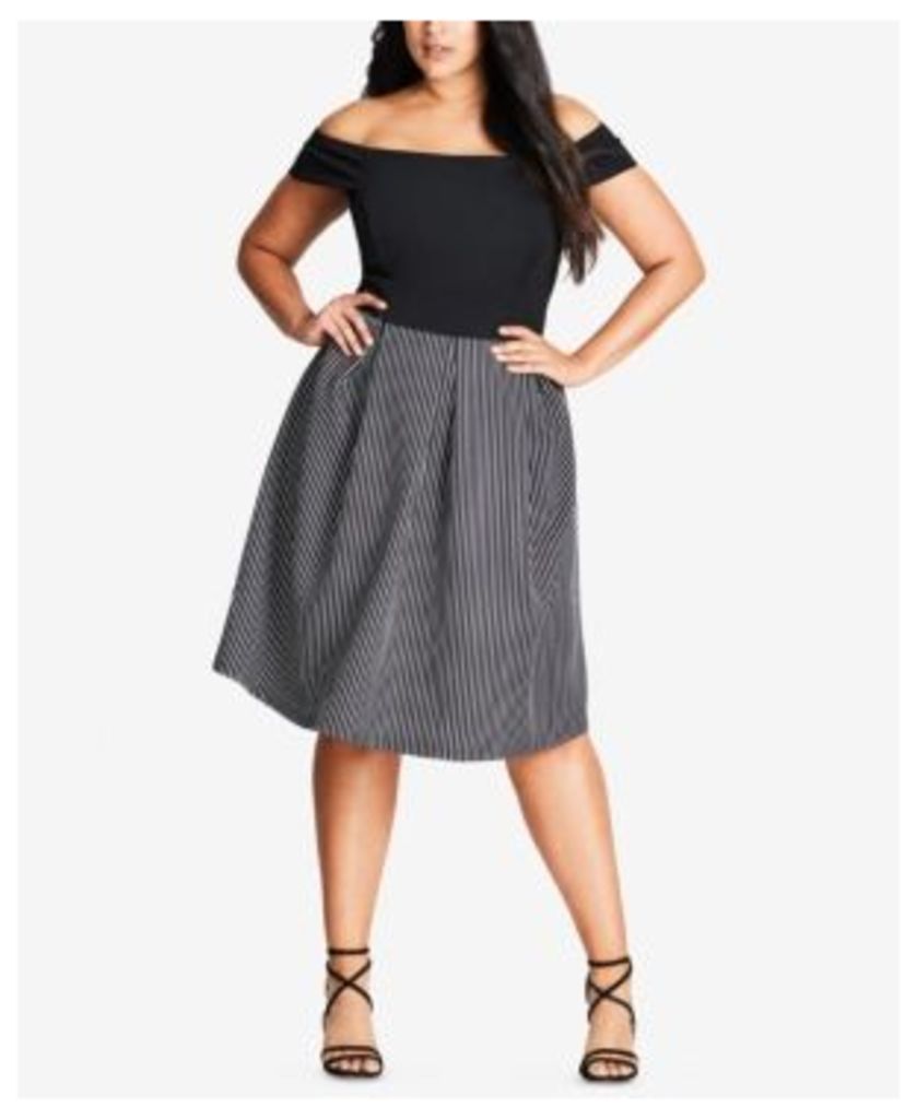 City Chic Trendy Plus Size Cropped Off-The-Shoulder Top