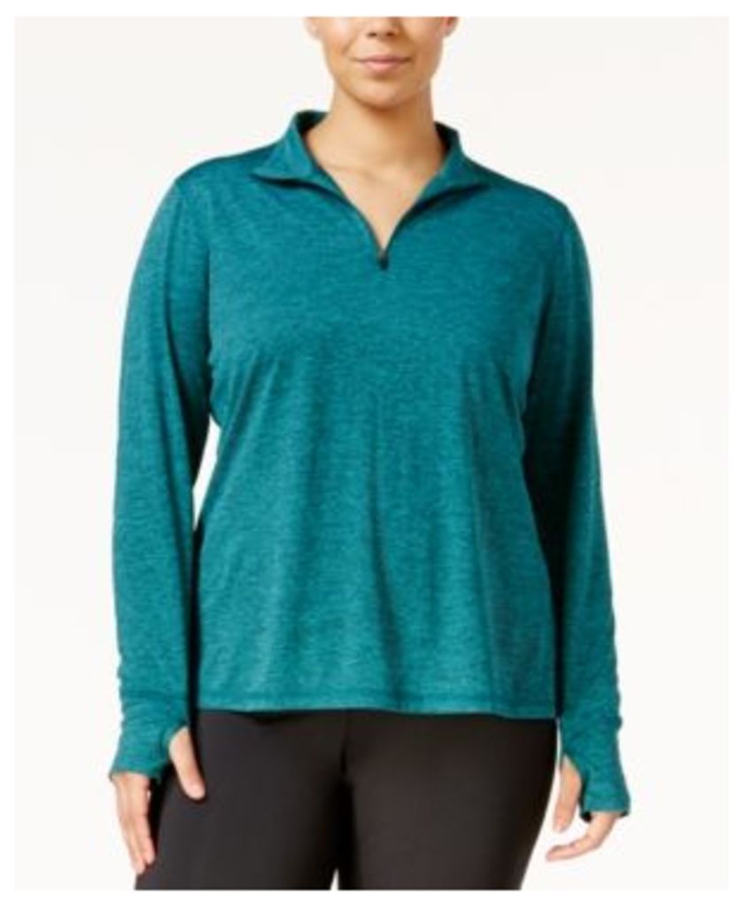 Ideology Plus Size Essential Quarter-Zip Top, Only at Macy's