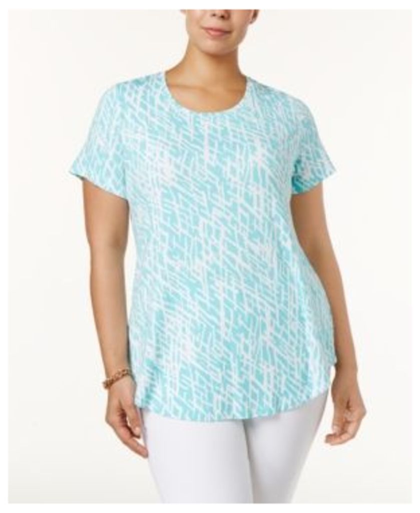 Jm Collection Plus Size Printed Short-Sleeve Top, Created for Macy's