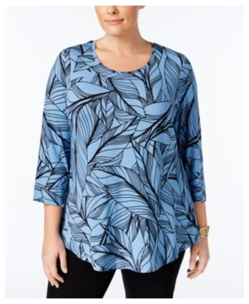 Jm Collection Plus Size Printed Swing Top, Only at Macy's