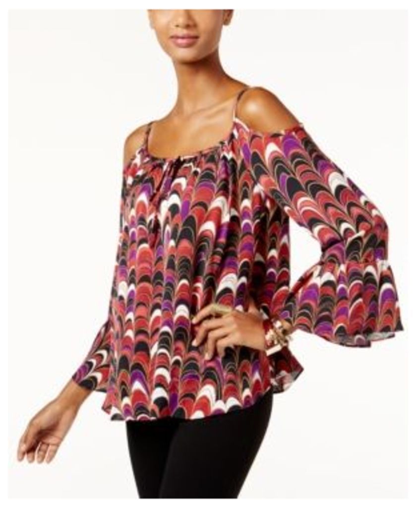 Inc International Concepts Scallop-Print Cold-Shoulder Top, Only at Macy's