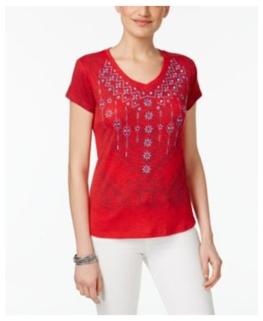 Style & Co Petite Embroidered Graphic T-Shirt, Only at Macy's