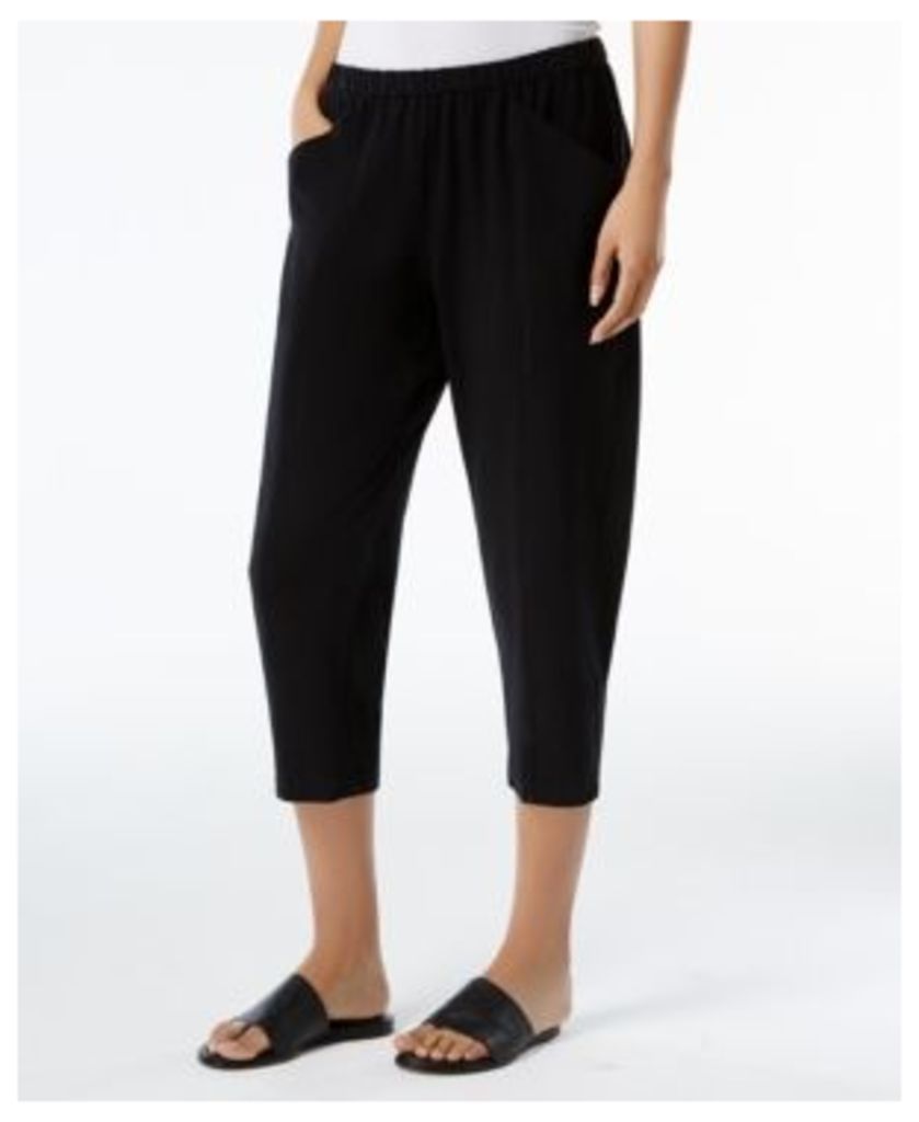 Eileen Fisher Organic Cotton-Blend Tapered Pull-On Pants, Regular & Petite