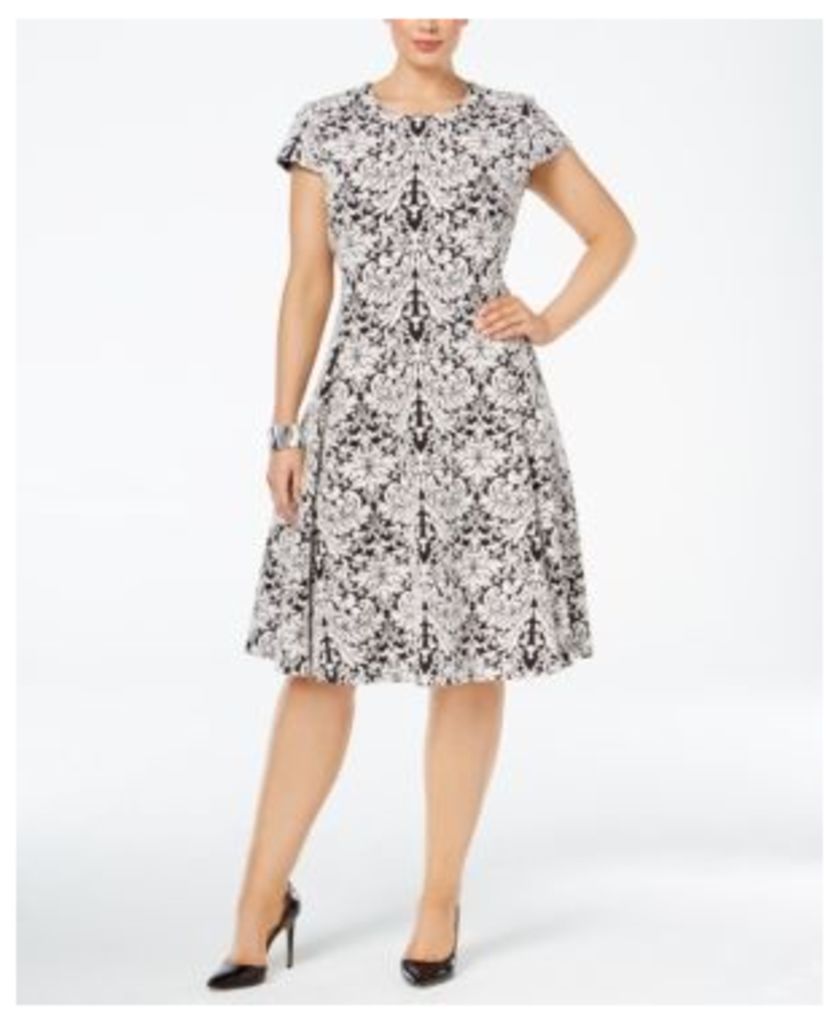 Alfani Plus Size Jacquard-Knit Fit & Flare Dress, Created for Macy's