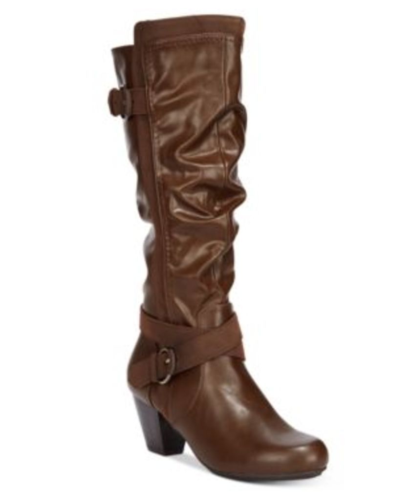 Rialto Crystal Wide-Calf Block-Heel Dress Boots Women's Shoes