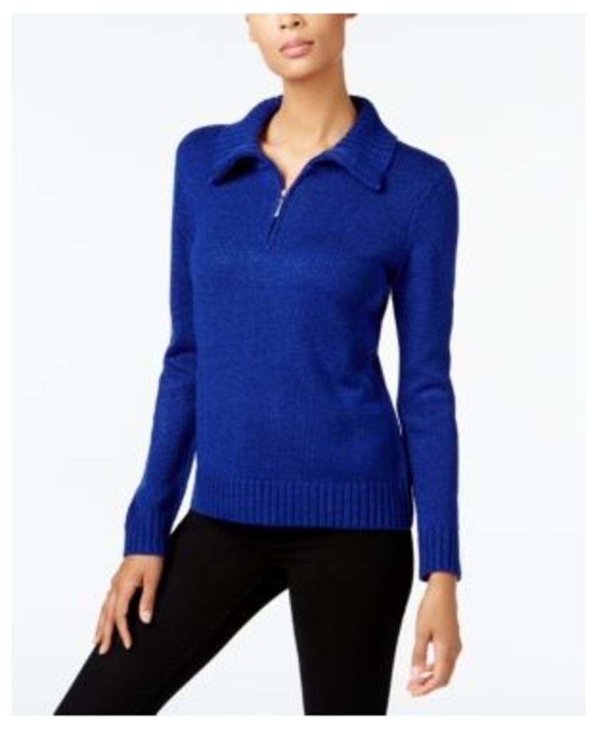 Karen Scott Wing-Collar Zip-Up Sweater, Created for Macy's