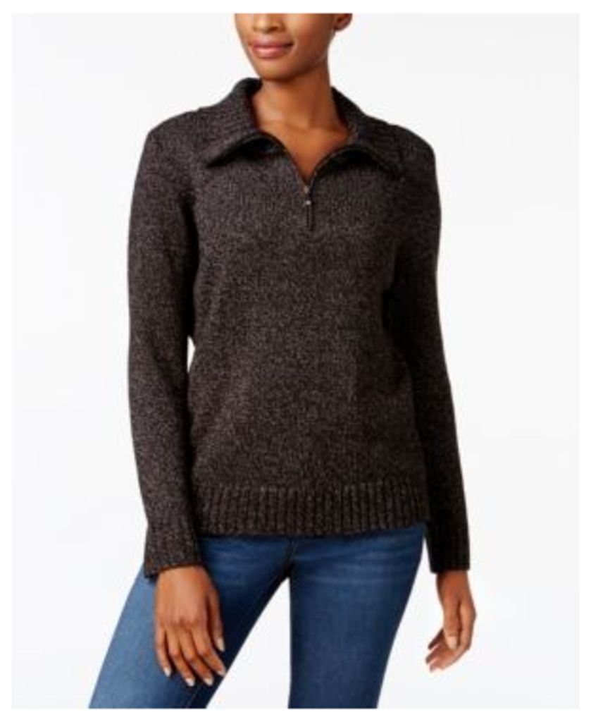 Karen Scott Wing-Collar Zip-Up Sweater, Created for Macy's