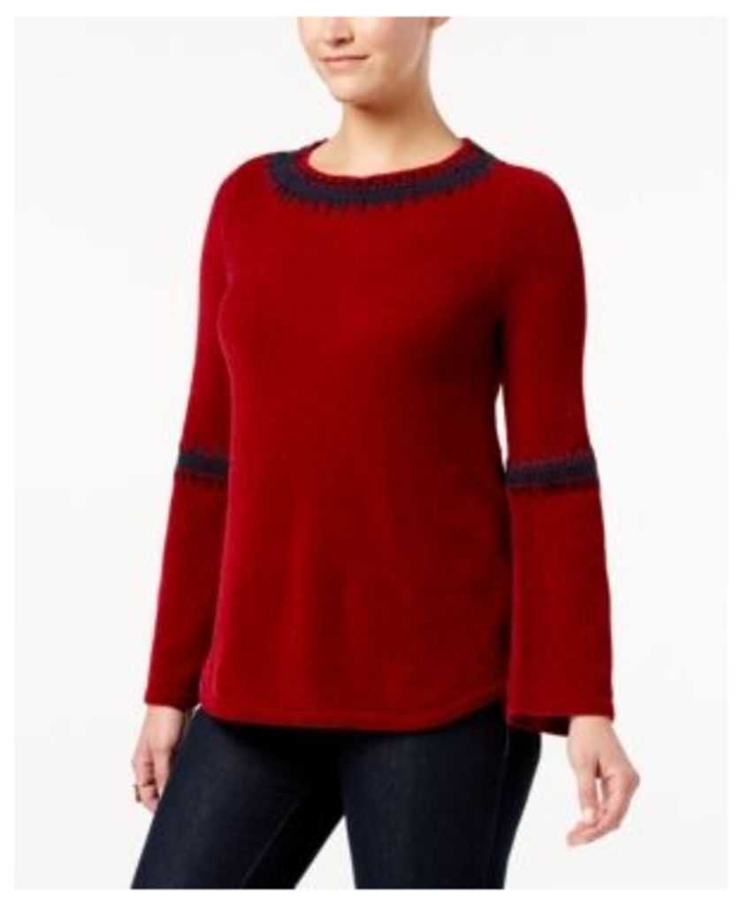 Style & Co Embroidered Chenille Sweater, Created for Macy's