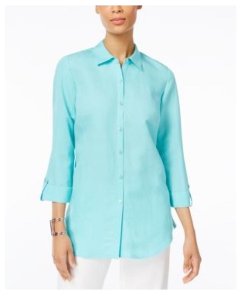 Jm Collection Roll-Tab Knit Back Shirt, Created for Macy's