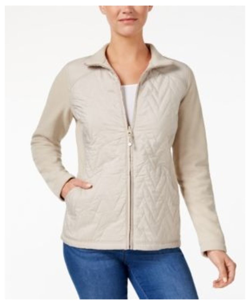 Style & Co Quilted Fleece-Contrast Jacket, Created for Macy's