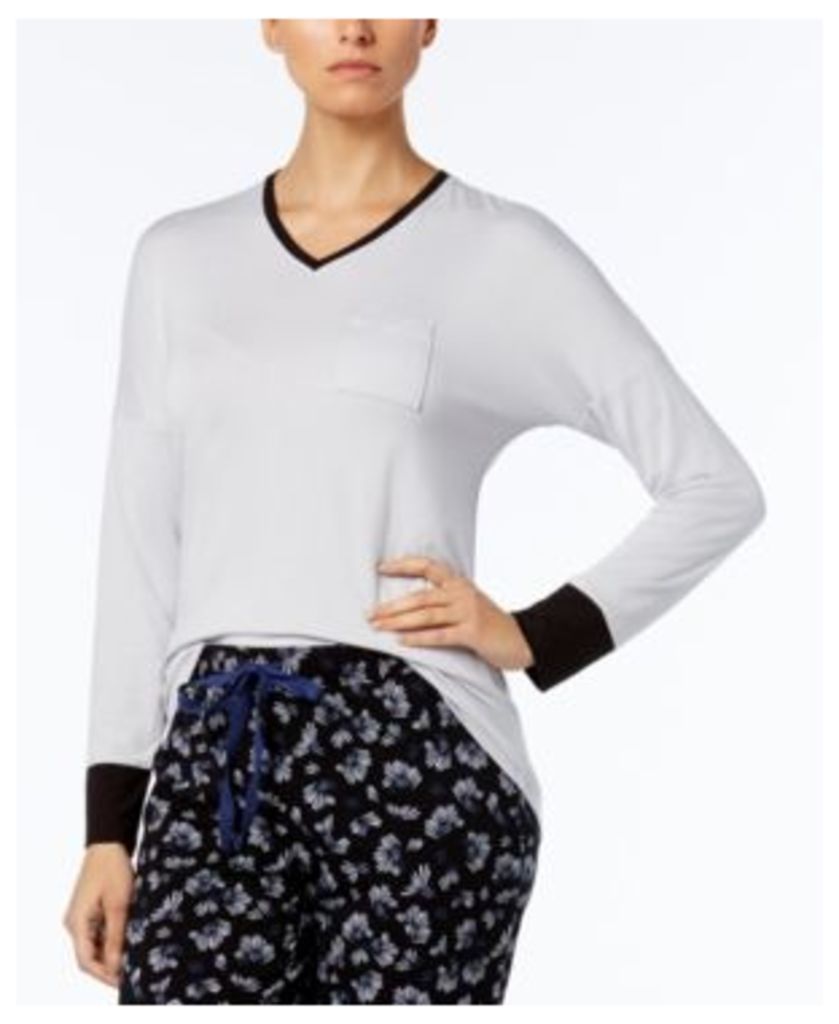 Alfani Colorblock Contrast-Cuff Pajama Top, Created for Macy's