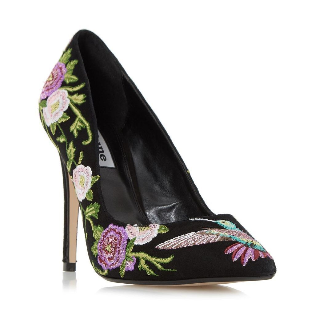 Birdy Embroidered Pointed Toe Court Shoe