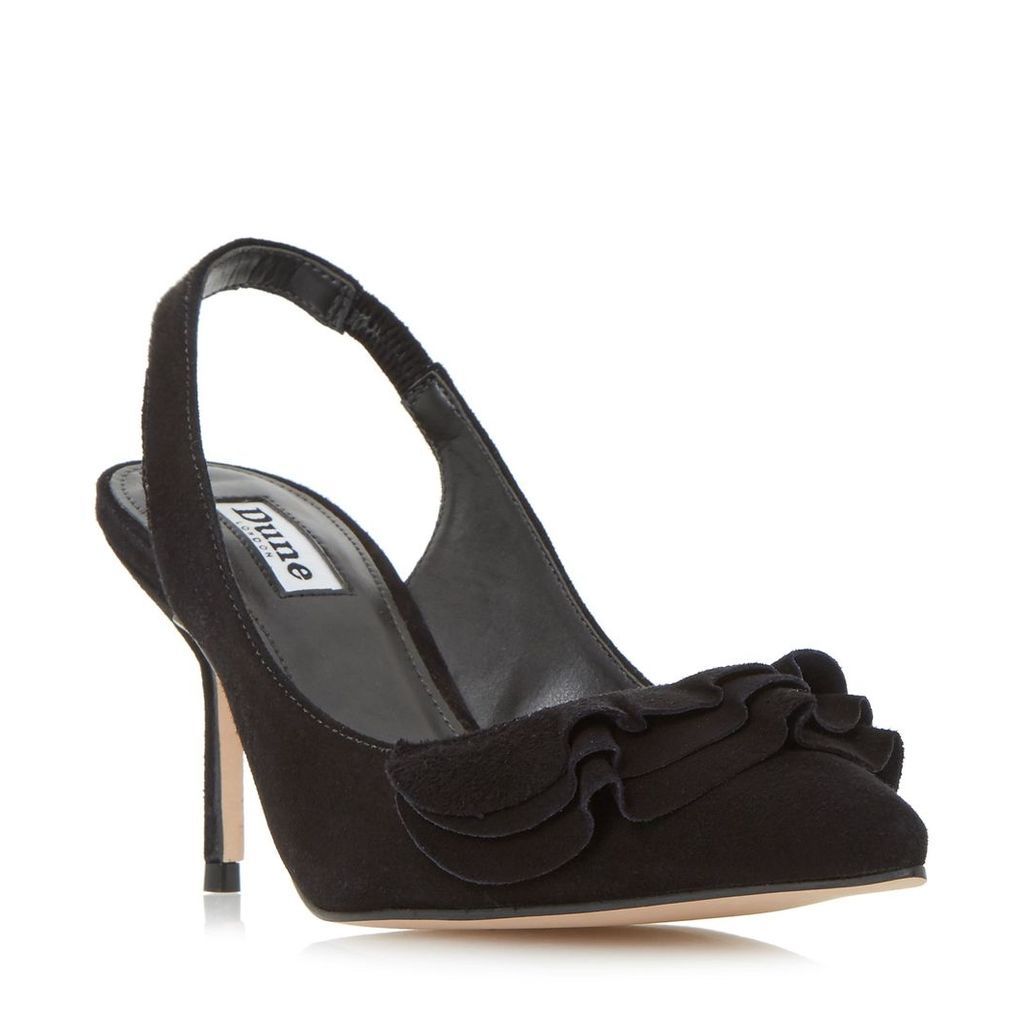 Cotton Ruffle Detail Slingback Court Shoe