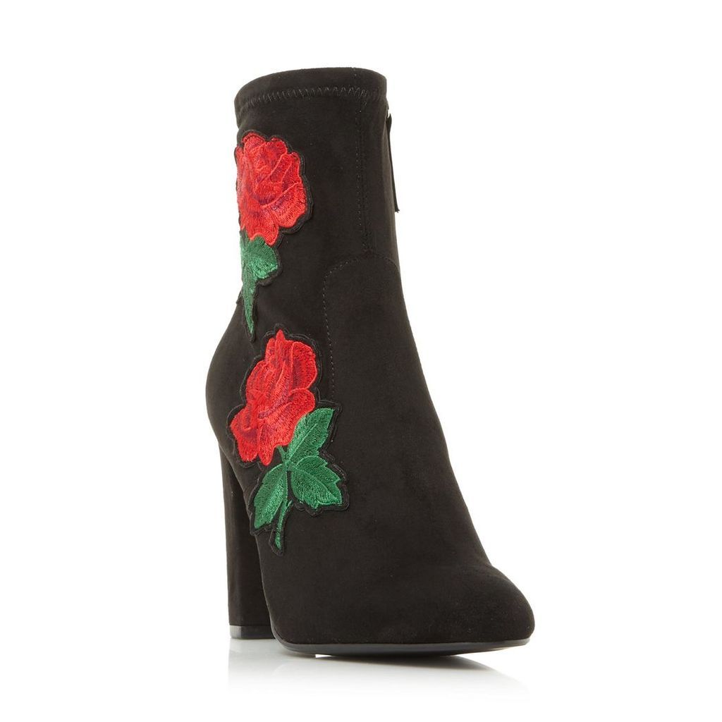 Edition Sm Floral Applique Ankle Sock Boot