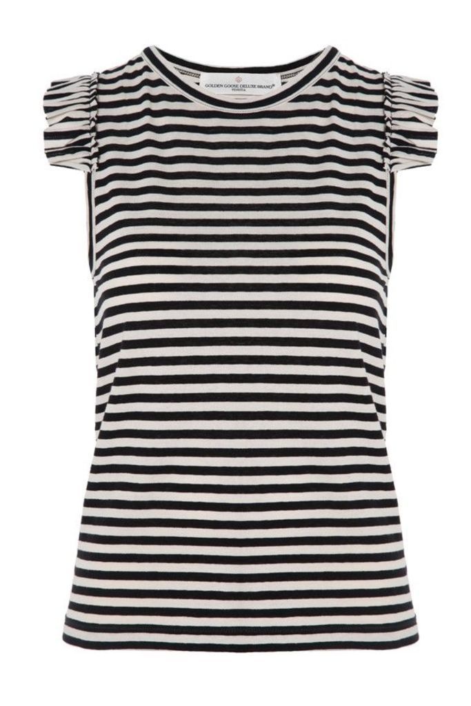 Volant Top Black and Ivory Stripes
