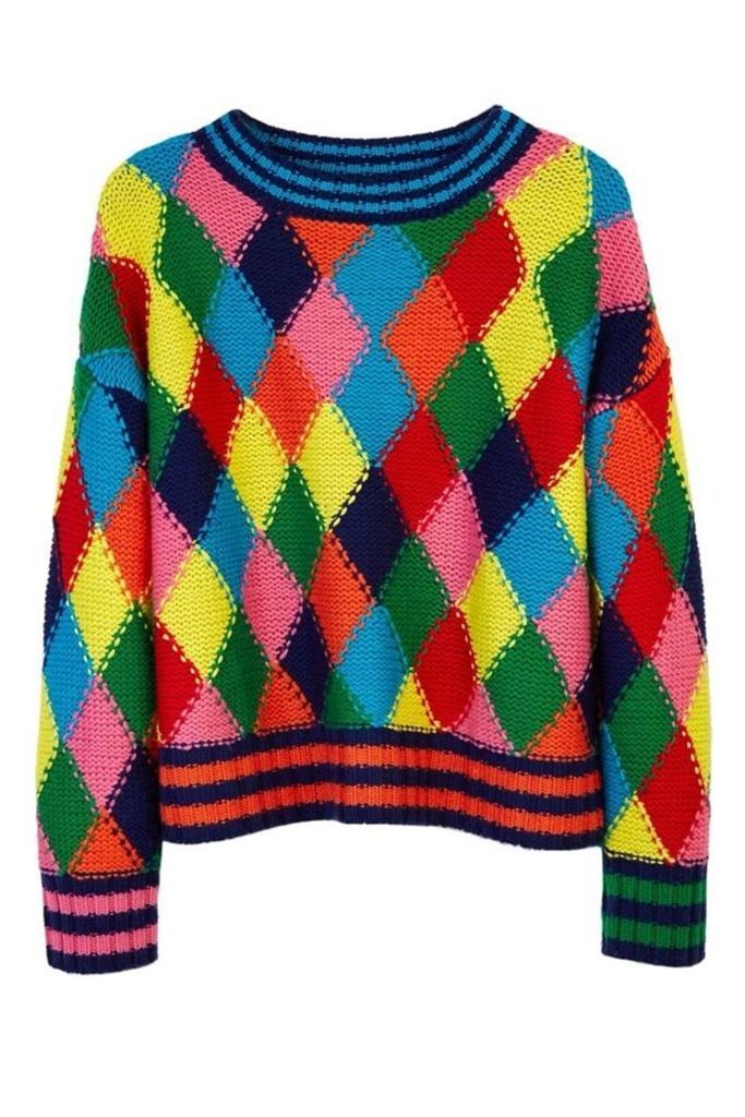 Diamond Stitch Hand Knit Sweater Multi