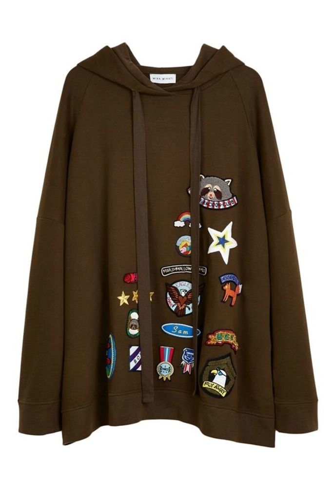 Scout Patch Oversized Hoodie Khaki