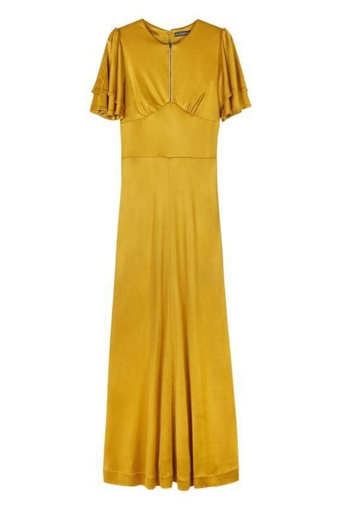 Alexa Chung Zip Detail Long Jersey Dress In Yellow