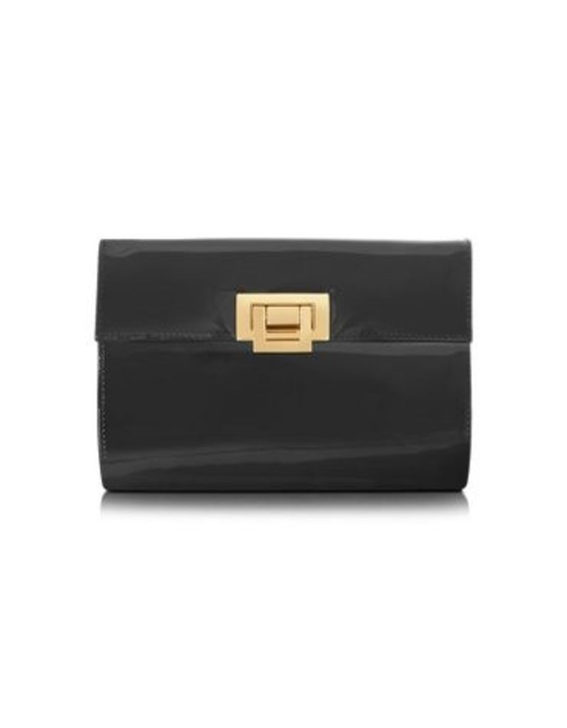 Fontanelli Designer Handbags, Black Patent Leather Clutch