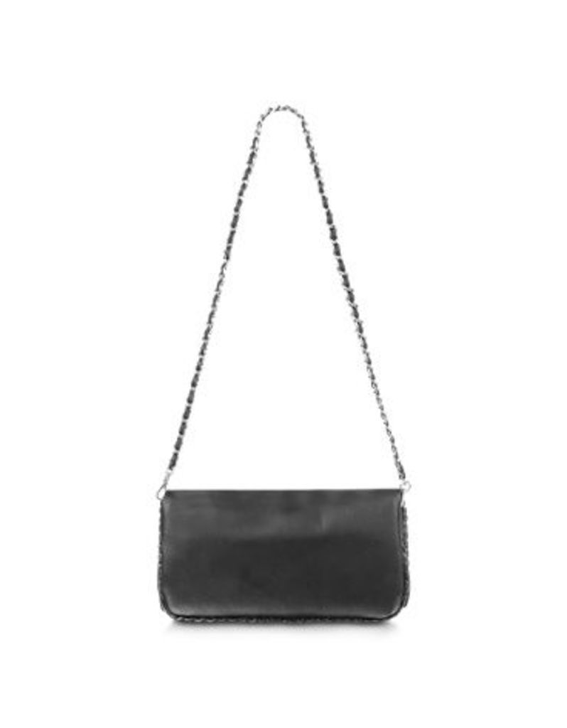 Designer Handbags, Black Leather Baguette Bag