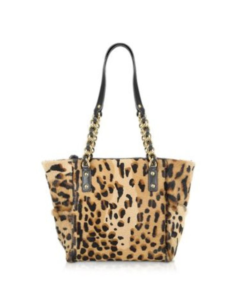 Fontanelli Designer Handbags, Calfhair Leopard Print Mini Tote
