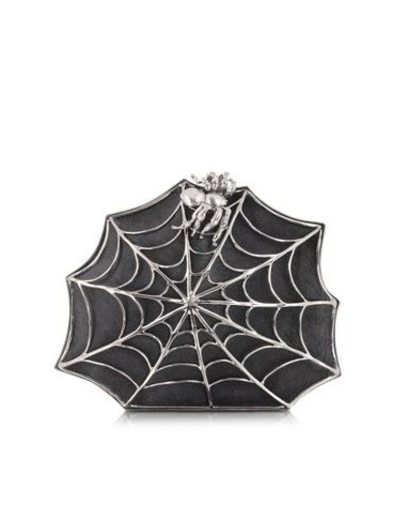 Designer Handbags, Black Ponyhair Clutch w/Web and Spider
