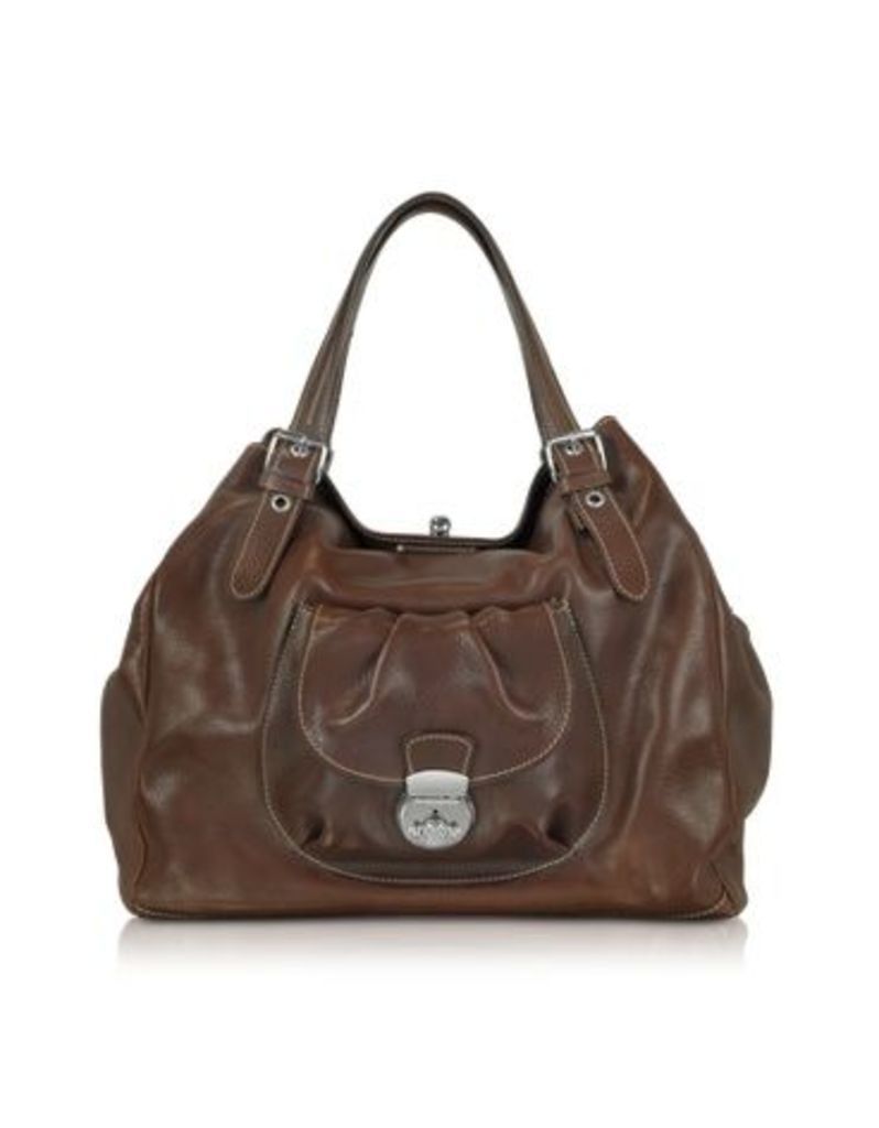 Designer Handbags, Brown Italian Leather Tote